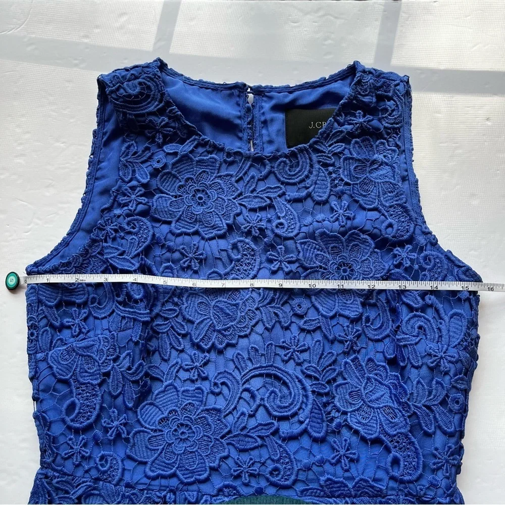 J. CREW Blue Floral Lace Keyhole Sheath Sleeveless Dress Size 2